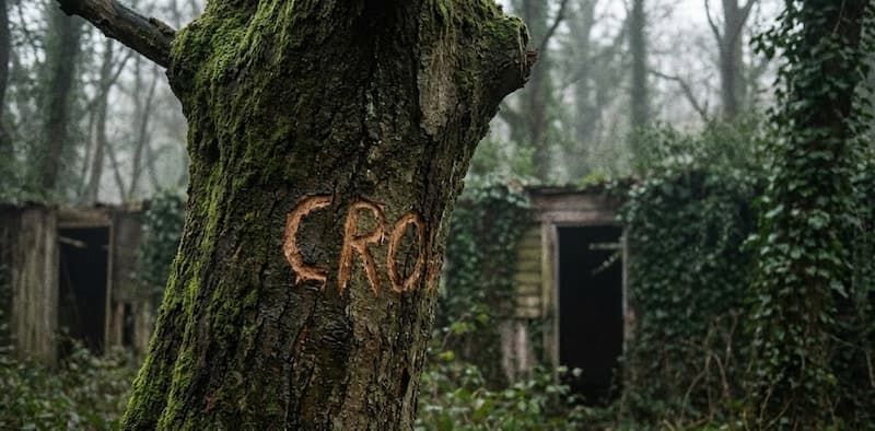 La Colonia Perdida de Roanoke: El Mayor Misterio de la Historia de Estados Unidos y la Desaparición de los Primeros Colonos 2 talla de un arbol con la palabra "CROATOAN".