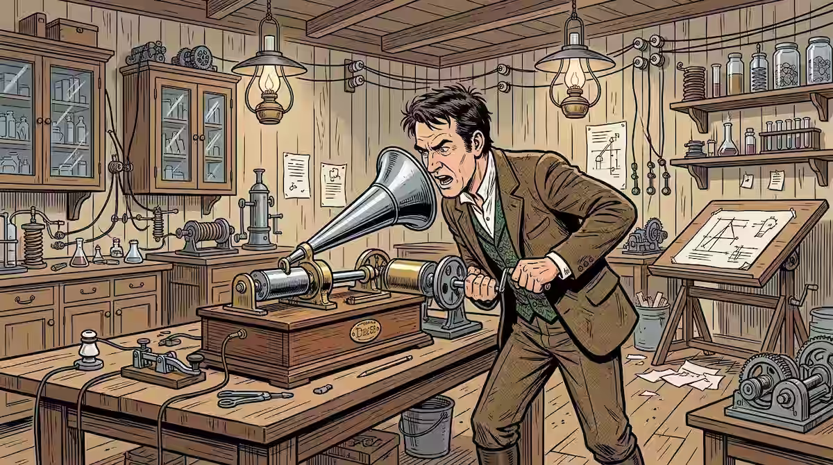¿Quién inventó el fonógrafo? El misterio del hombre que atrapó la voz humana por primera vez 3 edison poniendo en funcionamiento el fonografo
