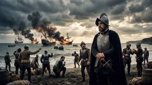 Hernán Cortés: Biografía del hombre que destruyó un imperio para inventar una nación 5 Hernán Cortés observa el hundimiento de sus barcos en Veracruz para impedir la retirada de su ejército