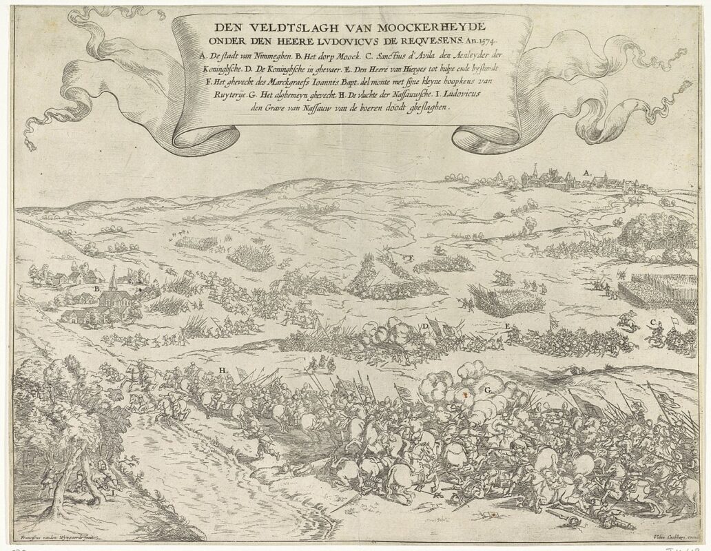Batalla de Mook (1574): la herencia militar del duque de Alba que aplastó a los Nassau 3 Tercios españoles cargando contra las tropas rebeldes en la batalla de Mook de 1574