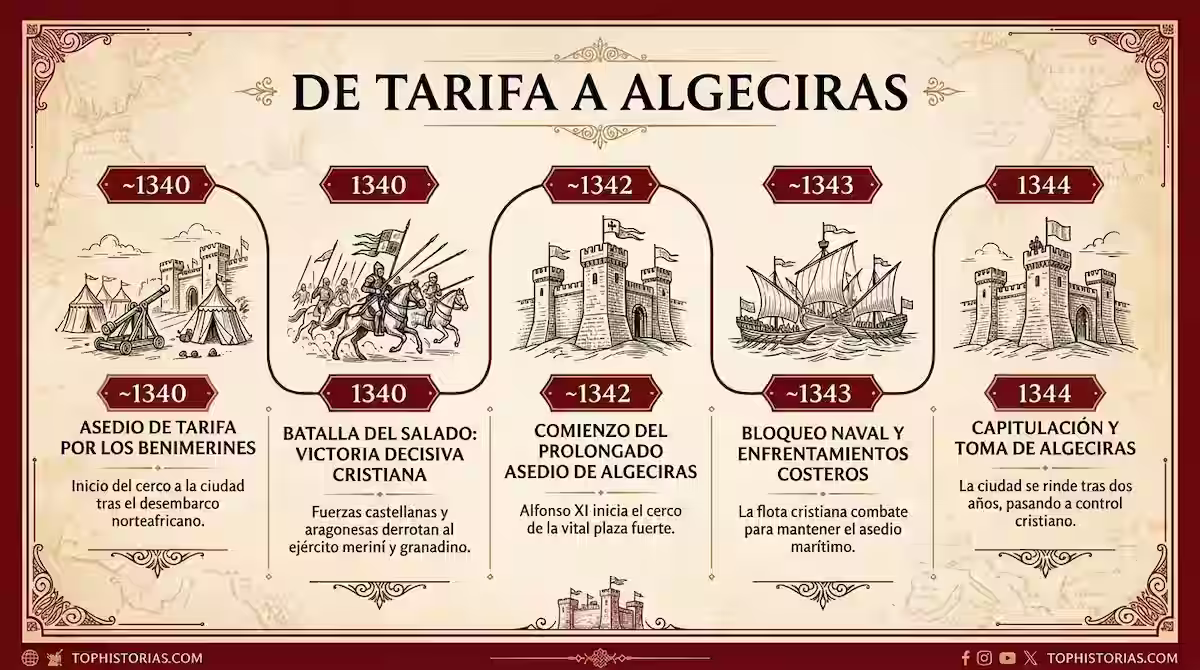 Alfonso XI: el rey que aplastó la última gran invasión islámica en la batalla del Salado 5 fotografia con la linea del tiempo