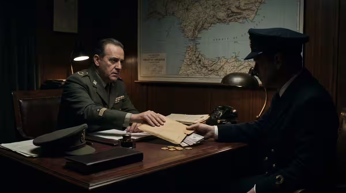 Los sobornos del MI6 a los generales de Franco: la operación secreta de Churchill para comprar la neutralidad de España 1 Recreación de un soborno del MI6 a un general de Franco en Madrid en 1940 para mantener a España fuera de la Segunda Guerra Mundial